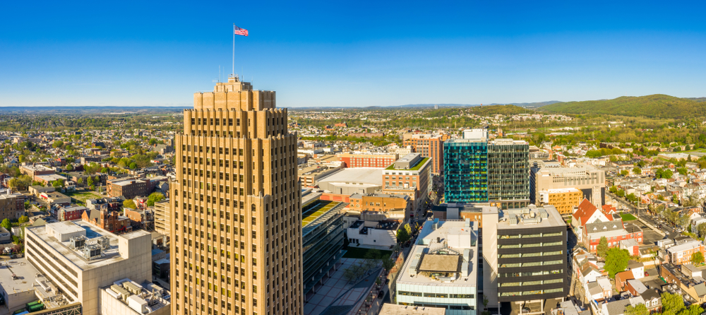 Aerial view of Allentown, Pennsylvania