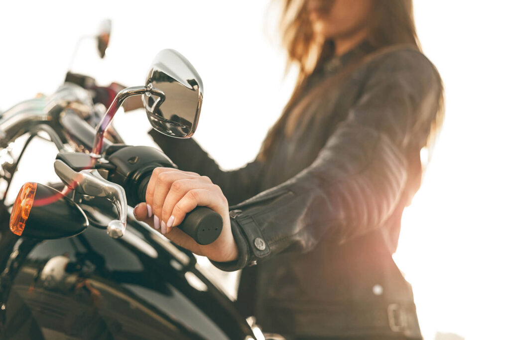 Woman riding a motorcycle