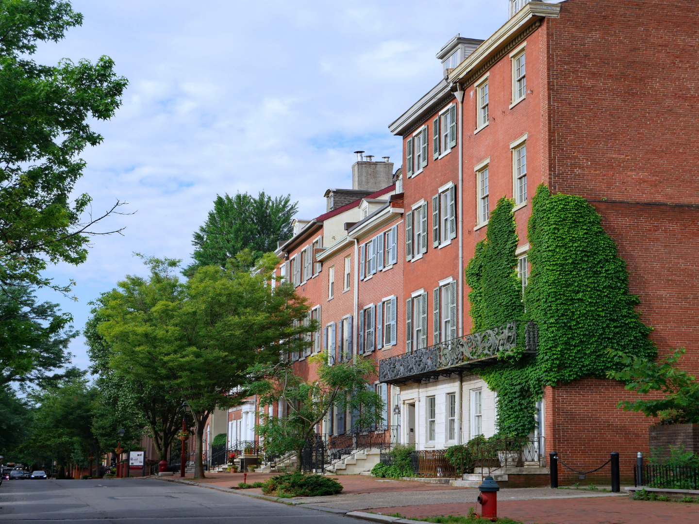 a historic red brick home in philadelphia where customers use quaint oak insurance as their insurance agency philadelphia